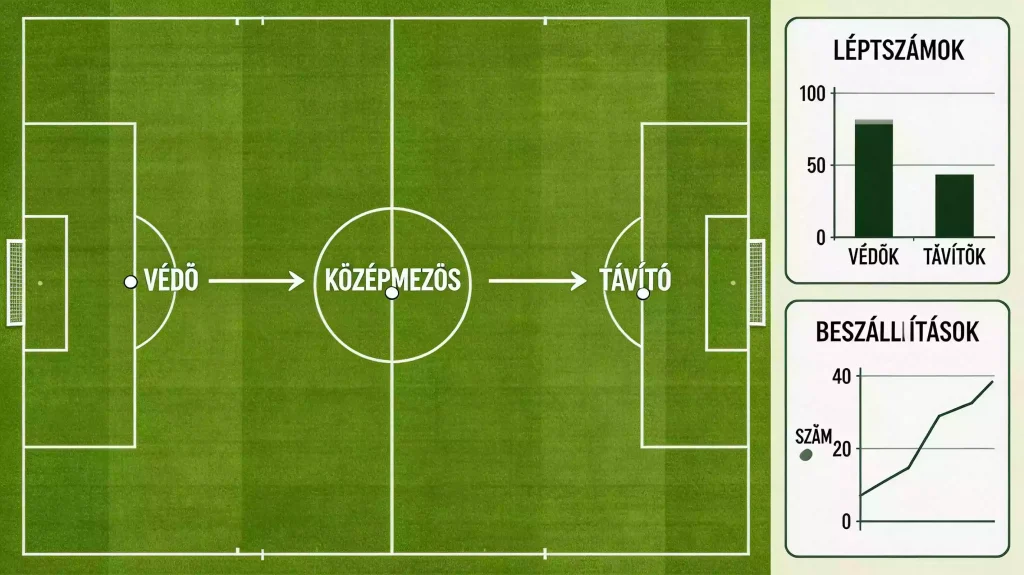 Labdarúgó-mérkőzés elemzési folyamata statisztikákkal és taktikai diagramokkal