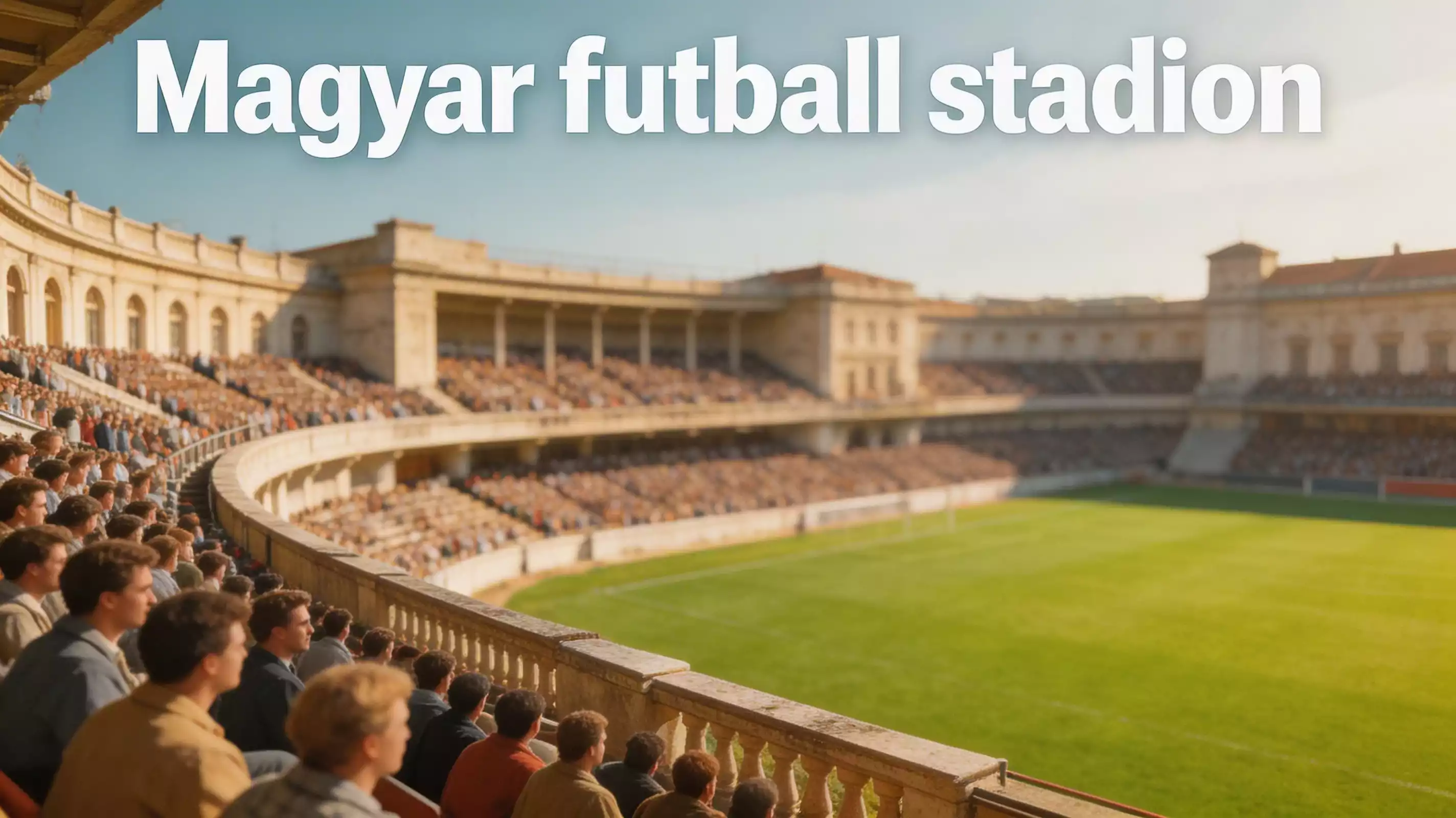 Történelmi futballstadion lelátóival és zöld gyeppel