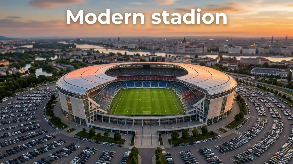 A MetLife Stadium külső látképe New Jersey-ben, a 2026-os labdarúgó-világbajnokság döntőjének helyszíne