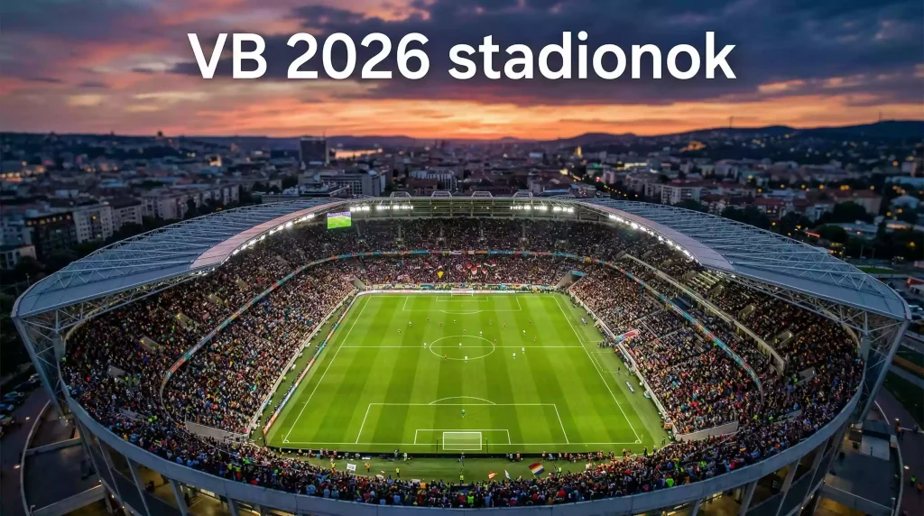 A 2026-os labdarúgó világbajnokság 16 stadionjának panorámaképe három kontinensen